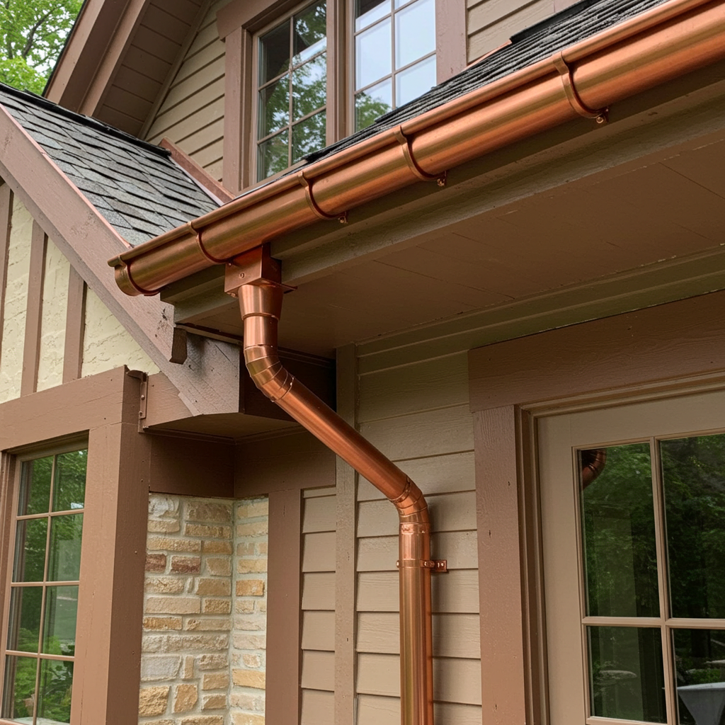 Copper Gutters on House